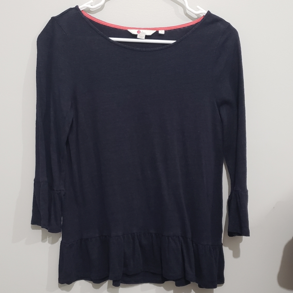 Navy Boden Flare Peplum Top